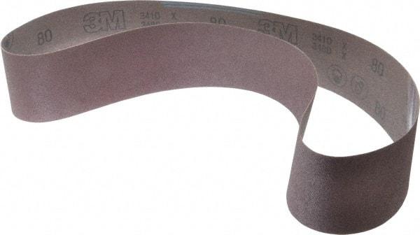 3M - 3" Wide x 48" OAL, 80 Grit, Aluminum Oxide Abrasive Belt - Aluminum Oxide, Medium, Coated, X Weighted Cloth Backing, Series 341D - Apex Tool & Supply
