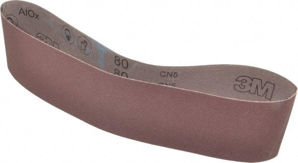3M - 4" Wide x 36" OAL, 80 Grit, Aluminum Oxide Abrasive Belt - Aluminum Oxide, Medium, Coated, X Weighted Cloth Backing, Series 340D - Apex Tool & Supply