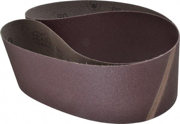 3M - 4" Wide x 52-1/2" OAL, 80 Grit, Aluminum Oxide Abrasive Belt - Aluminum Oxide, Medium, Coated, X Weighted Cloth Backing, Series 341D - Apex Tool & Supply