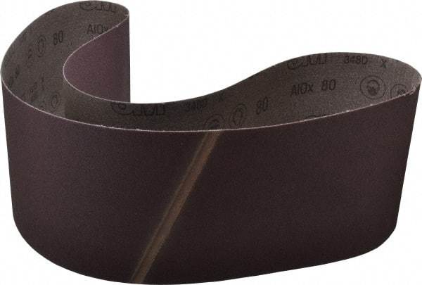 3M - 6" Wide x 54-1/2" OAL, 80 Grit, Aluminum Oxide Abrasive Belt - Aluminum Oxide, Medium, Coated, X Weighted Cloth Backing, Series 341D - Apex Tool & Supply
