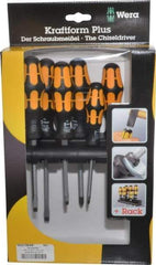Wera - 6 Piece Phillips & Slotted Screwdriver Set - Round Shank, Ergonomic Handle, Bit Sizes: Philips #1 & #2 - Apex Tool & Supply