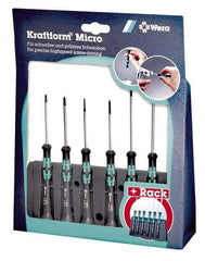 Wera - 6 Piece Phillips & Slotted Screwdriver Set - Round Shank, Ergonomic Handle, Bit Sizes: Philips #0 & #1 - Apex Tool & Supply
