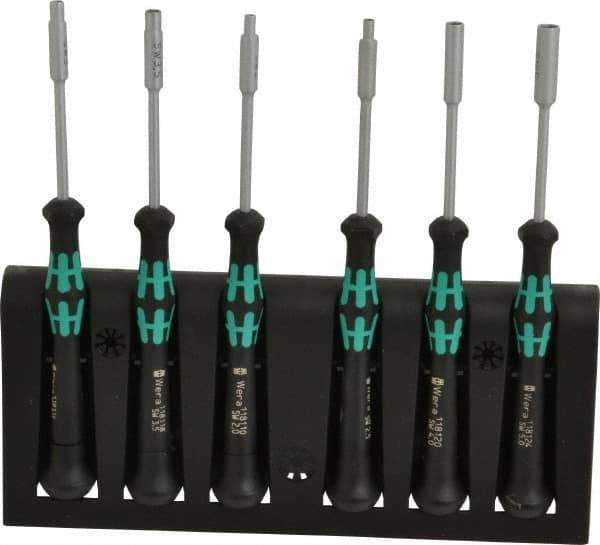 Wera - 6 Piece 2 to 5mm Electronic Nutdriver Set - Standard Shaft, Ergonomic Handle - Apex Tool & Supply