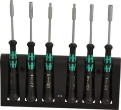 Wera - 6 Piece 2 to 5mm Electronic Nutdriver Set - Standard Shaft, Ergonomic Handle - Apex Tool & Supply