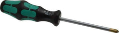 Wera - #2, 8" OAL, Standard Phillips Screwdriver - 4" Blade Length, Round Shank, Ergonomic Handle - Apex Tool & Supply