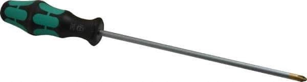 Wera - #2, 12" OAL, Standard Phillips Screwdriver - 8" Blade Length, Round Shank, Ergonomic Handle - Apex Tool & Supply
