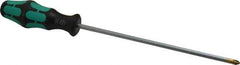 Wera - #2, 12" OAL, Standard Phillips Screwdriver - 8" Blade Length, Round Shank, Ergonomic Handle - Apex Tool & Supply