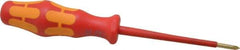 Wera - #0, 6-5/16" OAL, Insulated Phillips Screwdriver - 3-1/8" Blade Length, Round Shank, Ergonomic Handle - Apex Tool & Supply