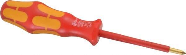Wera - #1, 7" OAL, Insulated Phillips Screwdriver - 3-1/8" Blade Length, Round Shank, Ergonomic Handle - Apex Tool & Supply