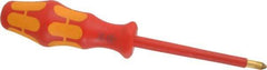 Wera - #2, 8" OAL, Insulated Phillips Screwdriver - 4" Blade Length, Round Shank, Ergonomic Handle - Apex Tool & Supply