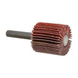3M - 1" Diam x 1" Face Width, Fine Ceramic Alumina Coated Mounted Flap Wheel - 1/4" Shank Mount, 120 Grit, X Weighted Cloth Backing, 30,000 Max RPM - Apex Tool & Supply