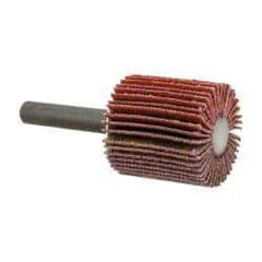 3M - 1" Diam x 1" Face Width, Fine Ceramic Alumina Coated Mounted Flap Wheel - 1/4" Shank Mount, 120 Grit, X Weighted Cloth Backing, 30,000 Max RPM - Apex Tool & Supply
