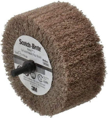 3M - 3" Diam x 1-3/8" Face Width, Medium Aluminum Oxide Nonwoven Mounted Flap Wheel - 1/4" Shank Mount, 8,000 Max RPM - Apex Tool & Supply