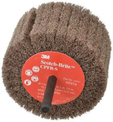 3M - 3" Diam x 1-3/4" Face Width, Medium Aluminum Oxide Nonwoven Mounted Flap Wheel - 1/4" Shank Mount, 8,500 Max RPM - Apex Tool & Supply