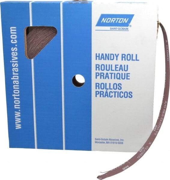 Norton - 1" x 50 Yd 50 Grit Aluminum Oxide Cloth Roll - Coarse Grade, J Weighted Backing - Apex Tool & Supply