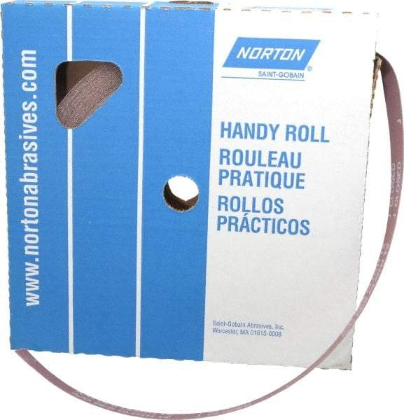 Norton - 1" x 50 Yd 100 Grit Aluminum Oxide Cloth Roll - Fine Grade, J Weighted Backing - Apex Tool & Supply
