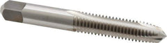 Kennametal - 3/8-16 UNC, 3 Flute, Bright Finish, High Speed Steel Spiral Point Tap - Plug Chamfer, Right Hand Thread, 2-15/16" OAL, 1-1/4" Thread Length, 0.381" Shank Diam - Exact Industrial Supply