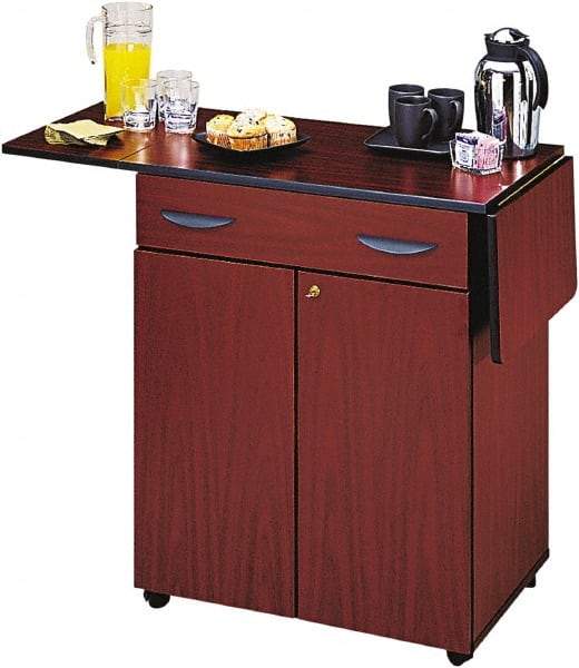 Safco - 150 Lb Capacity, 56-1/4" Wide x 20-1/2" Long x 38-3/4" High Mobile Cart - 2 Door, 1 Drawer, 1 Shelf, Particleboard, 4 Swivel Casters - Apex Tool & Supply