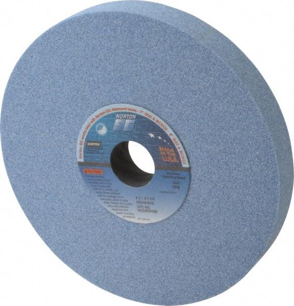 Norton - 8" Diam x 1-1/4" Hole x 1" Thick, K Hardness, 46 Grit Surface Grinding Wheel - Ceramic, Type 1, Coarse Grade, 3,600 Max RPM, Vitrified Bond, No Recess - Apex Tool & Supply