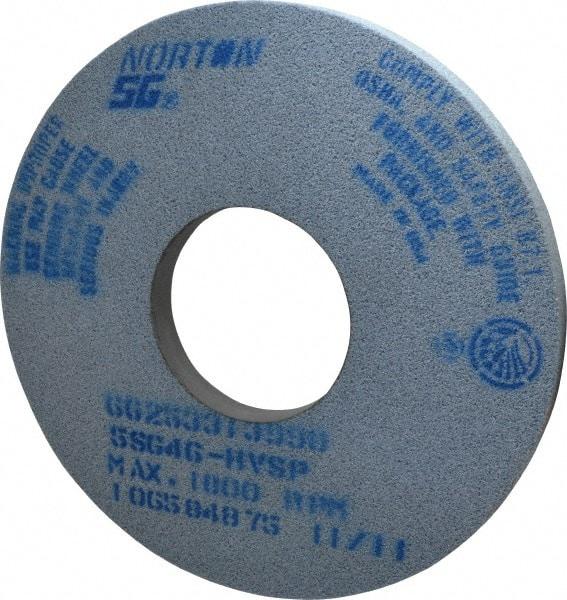 Norton - 14" Diam x 5" Hole x 1" Thick, H Hardness, 46 Grit Surface Grinding Wheel - Ceramic, Type 1, Coarse Grade, 2,320 Max RPM, Vitrified Bond, No Recess - Apex Tool & Supply