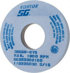 Norton - 14" Diam x 5" Hole x 1-1/2" Thick, K Hardness, 60 Grit Surface Grinding Wheel - Ceramic, Type 1, Medium Grade, 1,800 Max RPM, Vitrified Bond, No Recess - Apex Tool & Supply