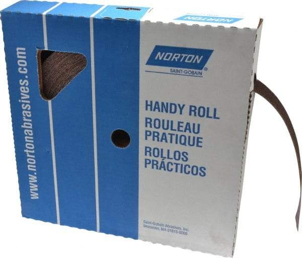 Norton - 1-1/2" x 50 Yd 50 Grit Aluminum Oxide Cloth Roll - Coarse Grade, J Weighted Backing - Apex Tool & Supply
