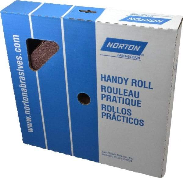 Norton - 1-1/2" x 50 Yd 60 Grit Aluminum Oxide Cloth Roll - Medium Grade, J Weighted Backing - Apex Tool & Supply