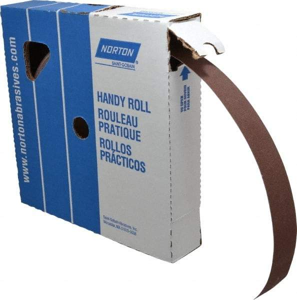 Norton - 1-1/2" x 50 Yd 120 Grit Aluminum Oxide Cloth Roll - Fine Grade, J Weighted Backing - Apex Tool & Supply