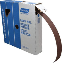 Norton - 1-1/2" x 50 Yd 120 Grit Aluminum Oxide Cloth Roll - Fine Grade, J Weighted Backing - Apex Tool & Supply