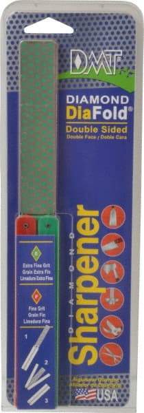 DMT - Extra Fine/Fine Grade, Double Sided Diamond Sharpener - 1200/600 Grit, 9/25 Micron, Diamond Area 4.3" Long x 1" Wide, 9-1/2" Open Length, 5" Closed Length - Apex Tool & Supply