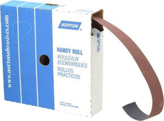 Norton - 1-1/2" x 50 Yd 320 Grit Aluminum Oxide Cloth Roll - Extra Fine Grade, J Weighted Backing - Apex Tool & Supply