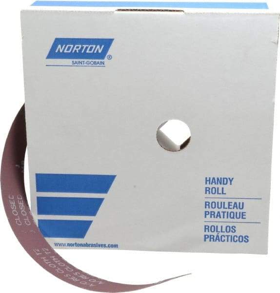 Norton - 1-1/2" x 50 Yd 400 Grit Aluminum Oxide Cloth Roll - Extra Fine Grade, J Weighted Backing - Apex Tool & Supply