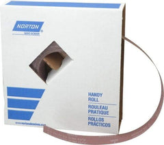 Norton - 1-1/2" x 50 Yd 600 Grit Aluminum Oxide Cloth Roll - Extra Fine Grade, J Weighted Backing - Apex Tool & Supply