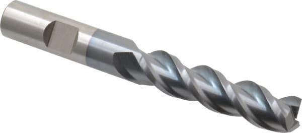 Cleveland - 1/2", 2" LOC, 1/2" Shank Diam, 4" OAL, 3 Flute, Powdered Metal Square End Mill - Single End, TiCN Finish, Spiral Flute, 42° Helix, Centercutting, Right Hand Cut, Right Hand Flute, Series PM-539R - Apex Tool & Supply