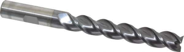 Cleveland - 1/2", 3" LOC, 1/2" Shank Diam, 5" OAL, 3 Flute, Powdered Metal Square End Mill - Single End, TiCN Finish, Spiral Flute, 42° Helix, Centercutting, Right Hand Cut, Right Hand Flute, Series PM-539R - Apex Tool & Supply