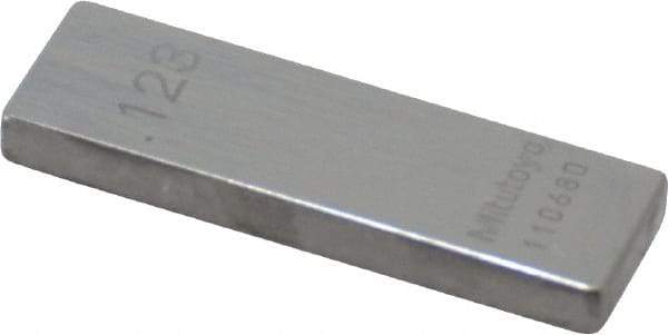 Mitutoyo - 0.123" Rectangular Steel Gage Block - Accuracy Grade 0, Includes Certificate of Inspection - Apex Tool & Supply