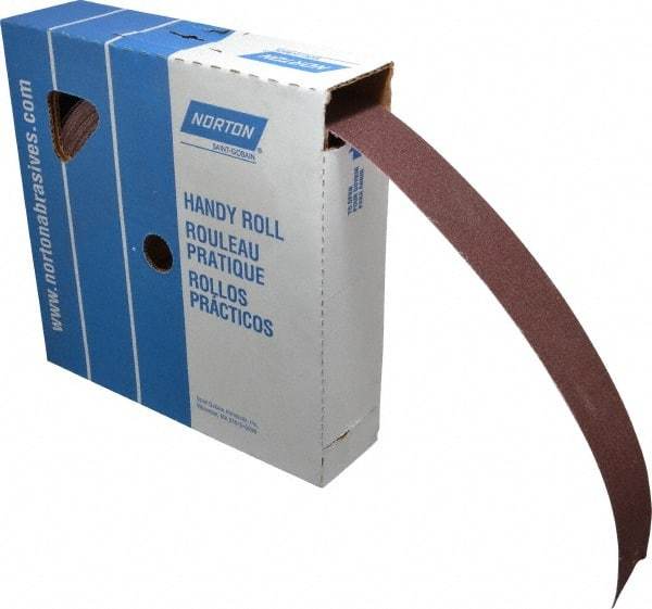 Norton - 2" x 50 Yd 100 Grit Aluminum Oxide Cloth Roll - Fine Grade, J Weighted Backing - Apex Tool & Supply