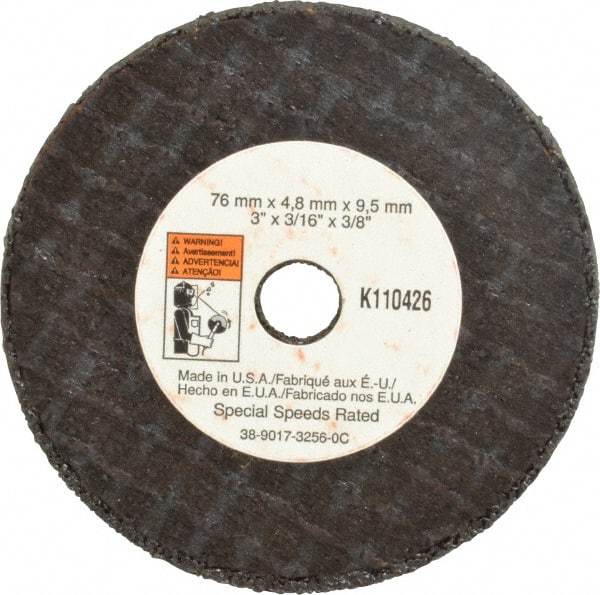 3M - 3" Aluminum Oxide Cutoff Wheel - 3/16" Thick, 3/8" Arbor, 20,375 Max RPM, Use with Die Grinders - Apex Tool & Supply