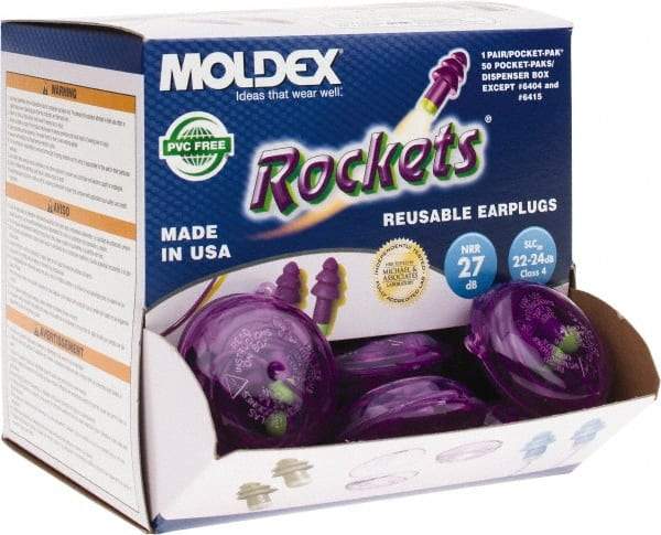 Moldex - Reusable, Corded, 27 dB, Flange Earplugs - Purple, 50 Pairs - Apex Tool & Supply