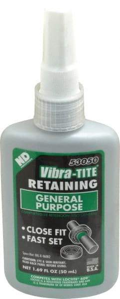 Vibra-Tite - 50 mL Bottle, Green, High Strength Liquid Retaining Compound - Series 530, 24 hr Full Cure Time - Apex Tool & Supply