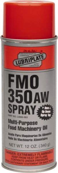 Lubriplate - 9.5 oz Aerosol Mineral Multi-Purpose Oil - SAE 20, ISO 68, 65 cSt at 40°C & 9 cSt at 100°C, Food Grade - Apex Tool & Supply