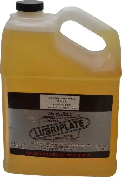Lubriplate - 1 Gal Bottle, ISO 46, SAE 20, Air Compressor Oil - 196 Viscosity (SUS) at 100°F, 47 Viscosity (SUS) at 210°F, Series AC-1 - Apex Tool & Supply