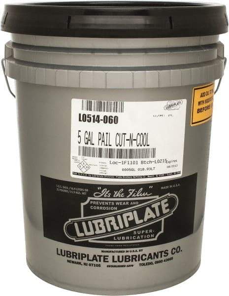 Lubriplate - Cut-N-Cool, 5 Gal Pail Cutting Fluid - Water Soluble - Apex Tool & Supply