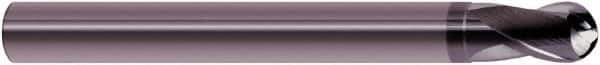 SGS - 5/8" Diam, 5/8" LOC, 2 Flute Solid Carbide Ball End Mill - AlTiN Finish, Single End, 5-1/2" OAL, 5/8" Shank Diam, Spiral Flute - Apex Tool & Supply