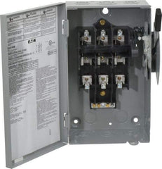Eaton Cutler-Hammer - 30 Amp, 240 VAC, 3 Pole Fused Safety Switch - NEMA 1, 1 Phase, 1-1/2 to 3 hp at 240 VAC (Single Phase), 3 to 7-1/2 hp at 240 VAC (Triple Phase), 3PST Contact Form - Apex Tool & Supply