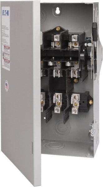 Eaton Cutler-Hammer - 60 Amp, 240 VAC, 3 Pole Fused Safety Switch - NEMA 1, 1 Phase, 3 to 10 hp at 240 VAC (Single Phase), 7-1/2 to 15 hp at 240 VAC (Triple Phase), 3PST Contact Form - Apex Tool & Supply