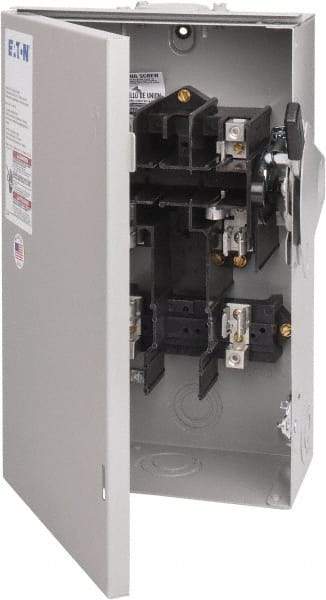 Eaton Cutler-Hammer - 60 Amp, 240 VAC, 2 Pole Fused Safety Switch - NEMA 3R, 3 Phase, 3 to 10 hp at 240 VAC (Single Phase), 7-1/2 to 15 hp at 240 VAC (Triple Phase), DPST Contact Form - Apex Tool & Supply
