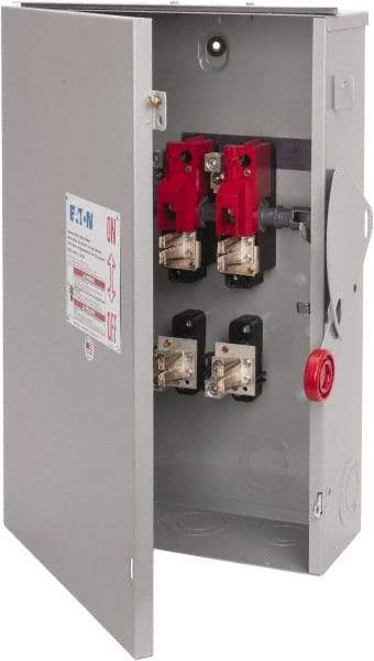 Eaton Cutler-Hammer - 200 Amp, 240 VAC, 2 Pole Fused Safety Switch - NEMA 3R, 3 Phase, 15 to 25 hp at 240 VAC\xA0 (Single Phase), 50 hp at 240 VAC (Triple Phase), DPST Contact Form - Apex Tool & Supply