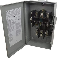 Eaton Cutler-Hammer - 60 Amp, 240 VAC, 3 Pole Fused Safety Switch - NEMA 3R, 3 Phase, 3 to 10 hp at 240 VAC (Single Phase), 7-1/2 to 15 hp at 240 VAC (Triple Phase), 3PST Contact Form - Apex Tool & Supply