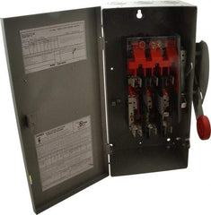 Eaton Cutler-Hammer - 60 Amp, 250 VDC, 480-600 VAC, 3 Pole Fused Safety Switch - NEMA 1, 1 Phase, 20 hp at 480 VAC, 25 hp at 600 VAC (Single Phase), 30 hp at 480 VAC, 50 hp at 600 VAC (Triple Phase), 3PST Contact Form - Apex Tool & Supply